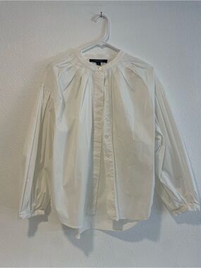 Marc New York White Pleated Yoke Button-Down Blouse